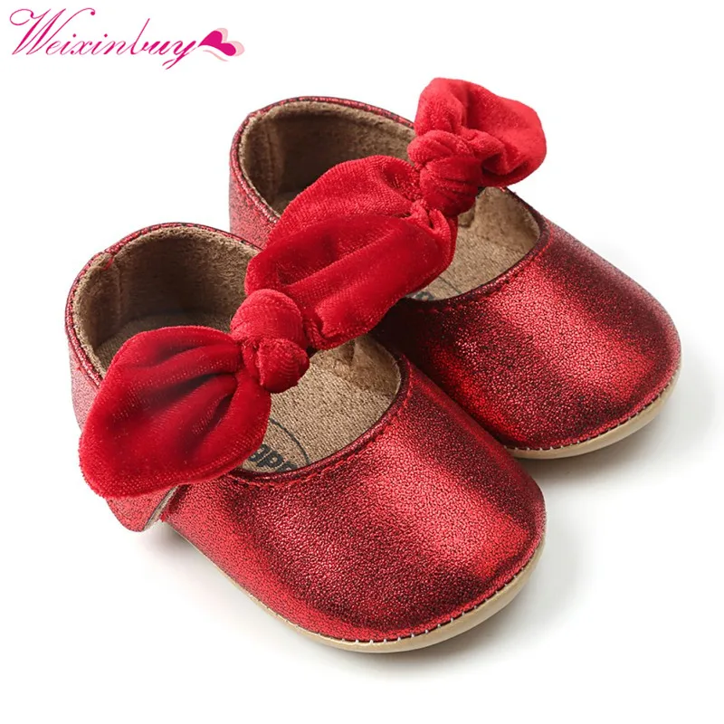 Обувь для маленьких девочек; весенняя обувь для новорожденных; обувь из искусственной кожи с бантом для первых шагов; модная обувь для маленьких девочек