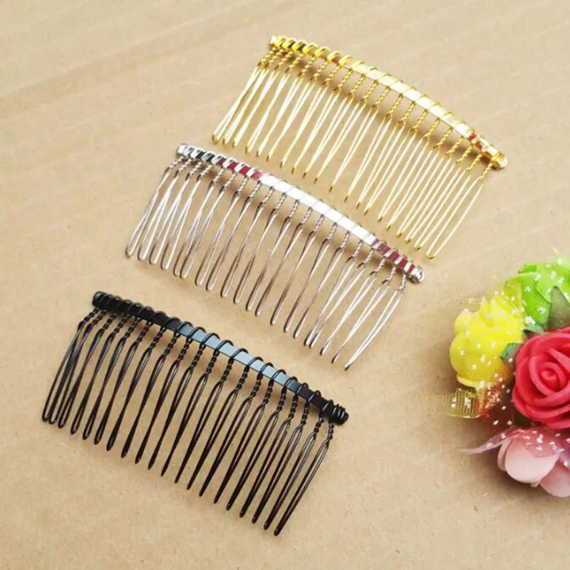 

2pcs/lot 20 Teeth Inserted Comb DIY Hair Accessories for Women Girls Hair Combs Supplies Steel Plate Iron Silver Tool Headwear