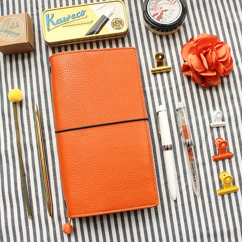 

Fromthenon Litchi Grain 100 % Cowhide Leather Cover Traveler Notebook Journal Diary Planner Business Notebook Gift Stationery