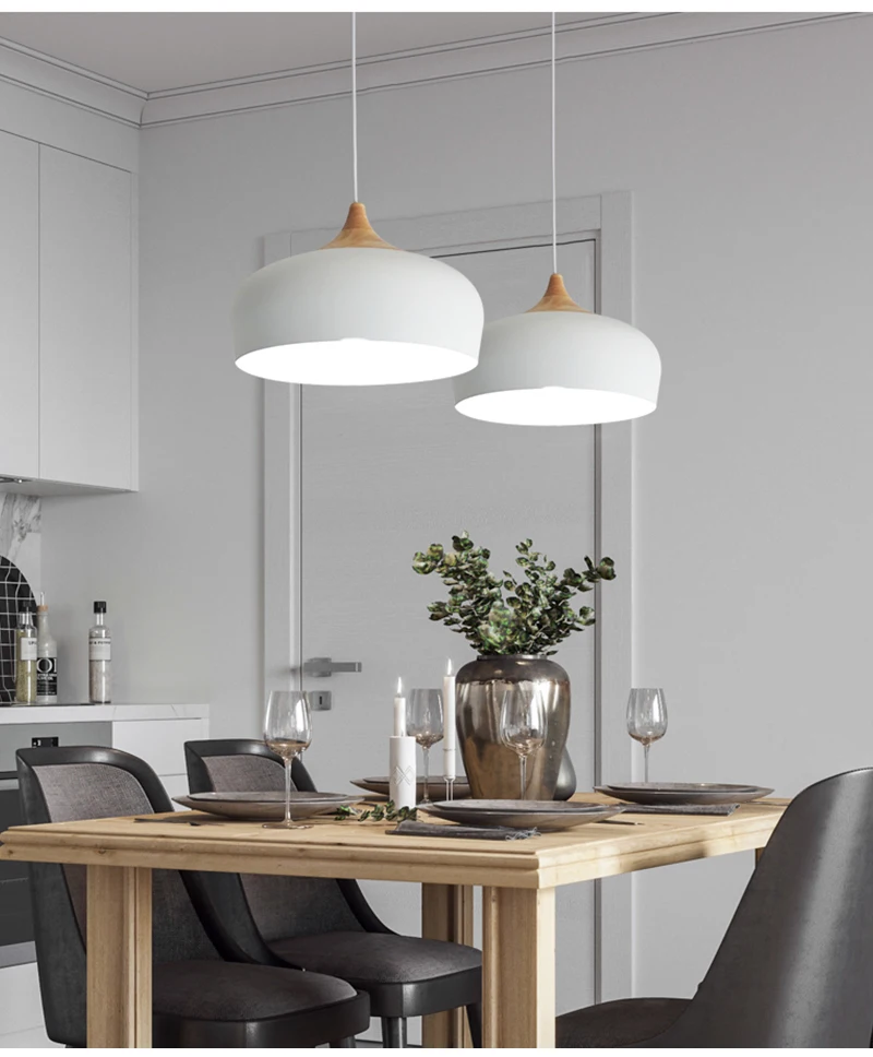 Современный подвесной светильник, подвесной светильник в скандинавском ресторанном стиле, лампа из дубового дерева, лампа с цоколем E27, деревянный подвесной светильник для гостиной
