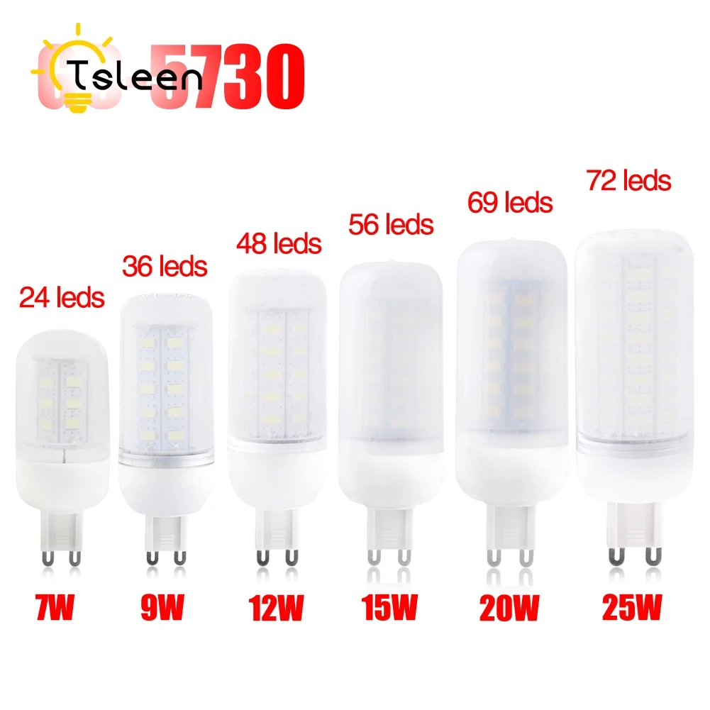 Goede 110 v Geen Flikkering 15 w 20 w 25 w G9 LED lamp Corn light 5730 SMD 220 v Aluminium cooling High Power Lamp Milky Clear Cover 230 v 240 v