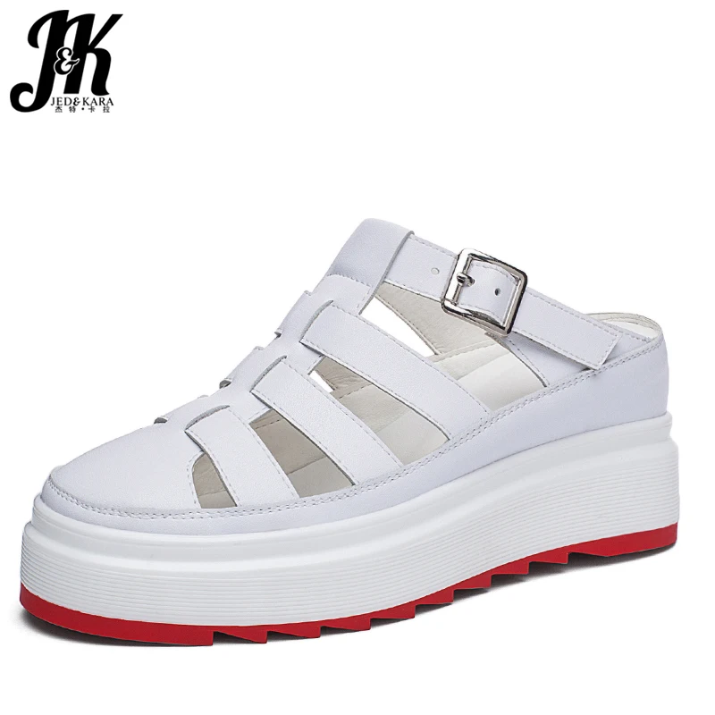 

JK Summer Insert Slippers Women Pu Platform Wedges Slides Shoes 2019 New Women Slides Square Toe Mules Fashion Casual Shoes