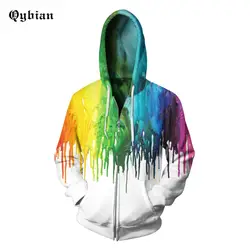 Qybian осень 2017 г. Новый стиль Для мужчин с 3D ветровка на молнии куртка с капюшоном Цвет свинья Для мужчин TS Модные принты пальто с Кепки