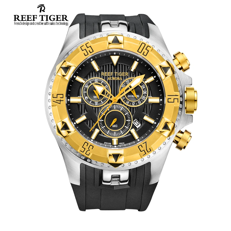 Reef Tiger Luxury Brand Men Sports Quartz font b Watches b font Reloj Hombre Chronograph Date