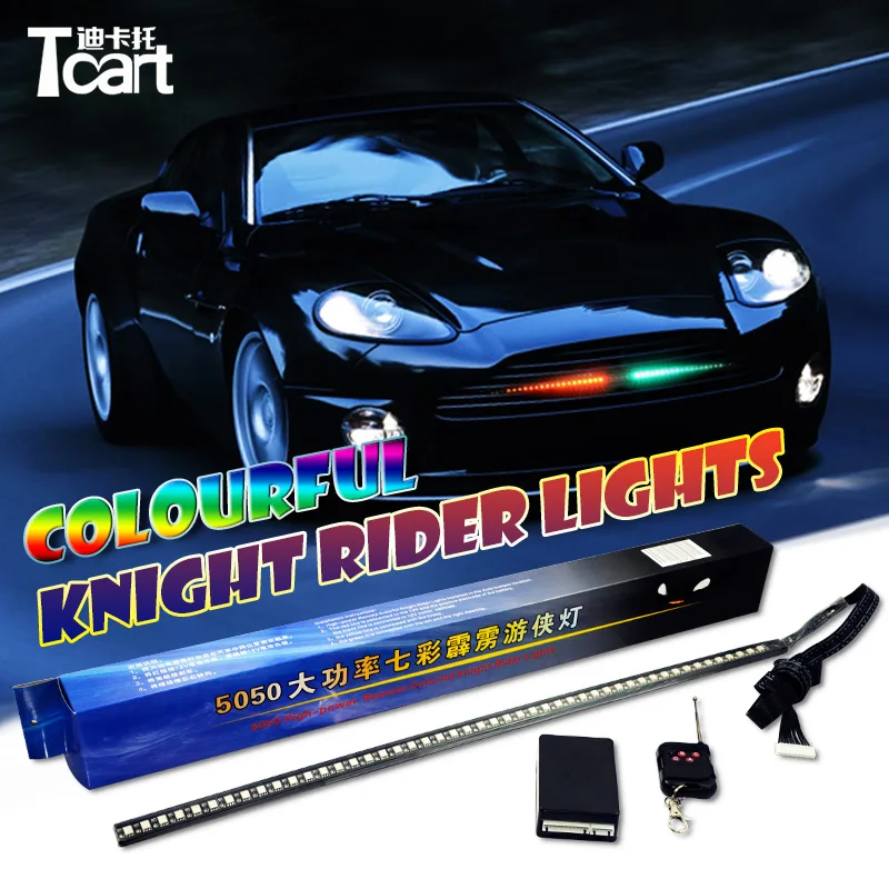 Tcart авто светодиодные полосы сканирования Knight Rider светодиодный стробоскоп светильник с пультом дистанционного управления RGB Ranger светильник Гибкий комплект для Mitsubishi ASX