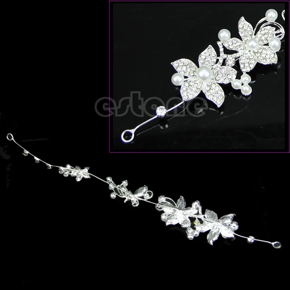 

Prom Party Bridal Flower Crystal Headband Tiara Clear Crown Hair Band