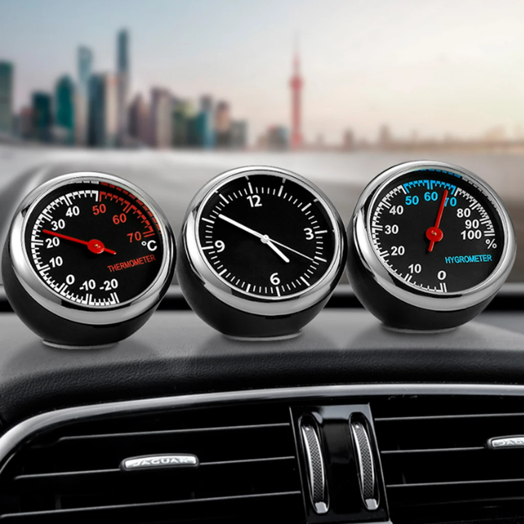 Round Digital Hygrometer Clock Thermometer Temperature Meter Gauge Waterproof Car Temp Meter Celsius &deg;C Thermometer with Battery