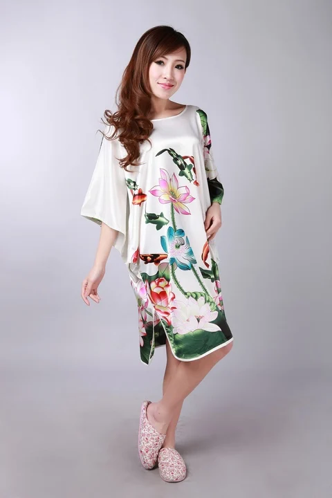 Женский халат кимоно ручной работы с рисунком лотоса и рыб|kimono bathrobe|robe gownkimono gown |
