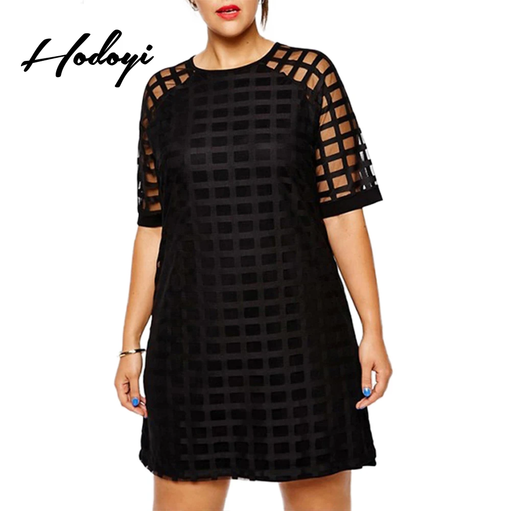 Hodoyi Plus Size Mesh Sheer Women Clothing Casual Solid