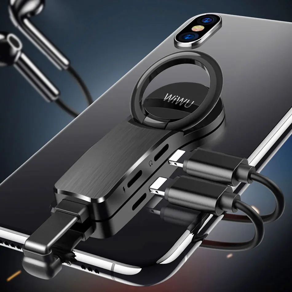 Адаптер WIWU для iPhone X Xs Max 8 8p 7 двойной адаптер Lightning 3 5 мм переходник аудиоразъема