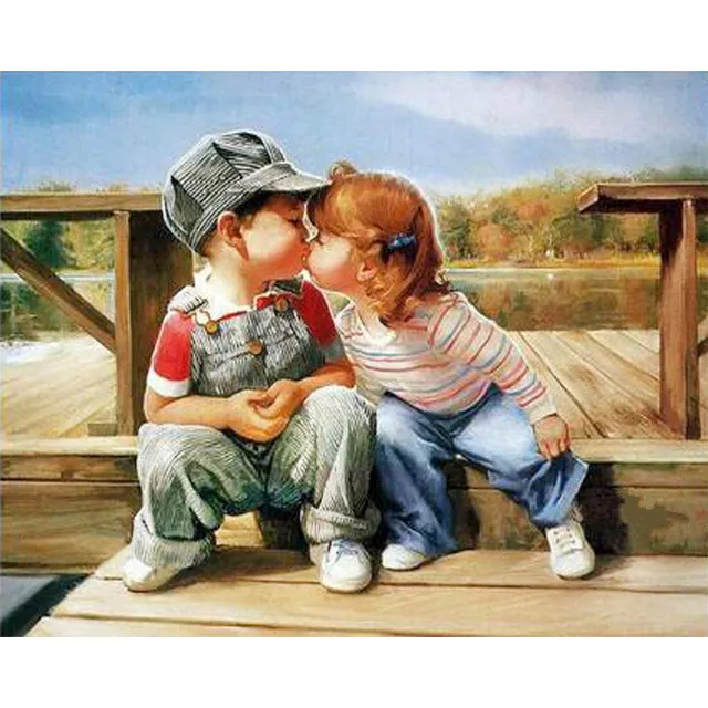 

Diy Diamond Painting Cross Stitch Needlework Loving Brothers & Sisters Diamond Embroidery Full Round Mosaic Decoration Resin Kit