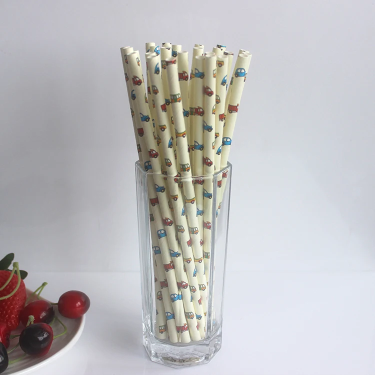 

25pcs Cartoon Cars Print Straws Kids Birthday Party Wedding Decorations Grand Event Supplies Drinks Paper Straws