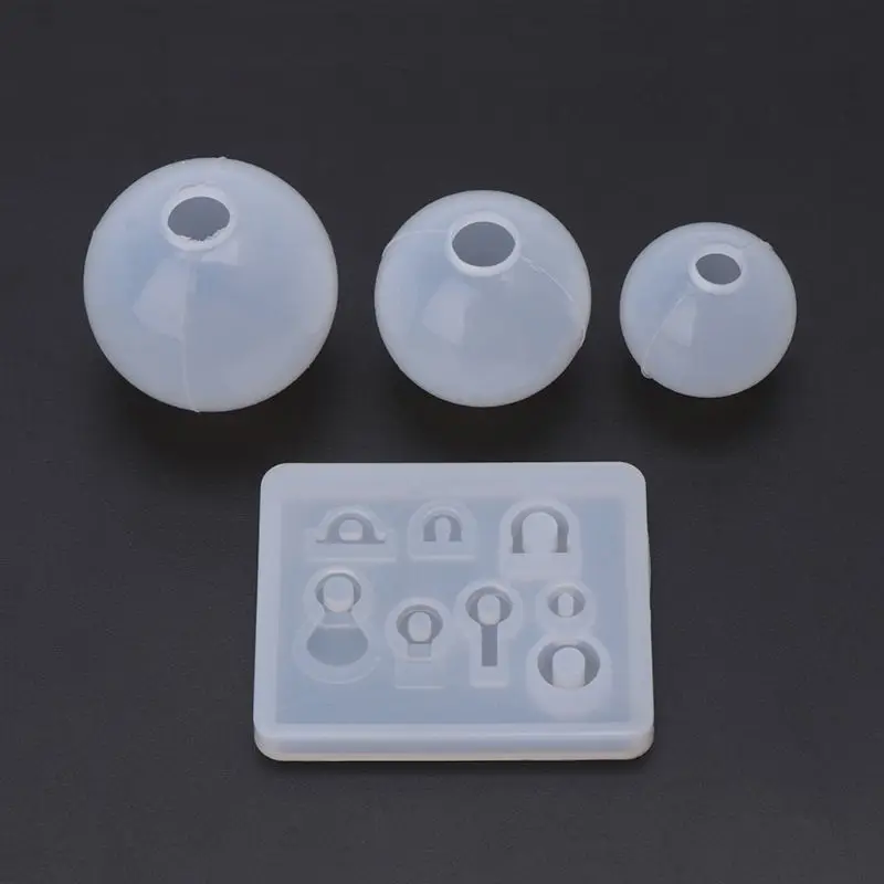 4 Pcs/set Spherical Crystal Epoxy Silicone Mold DIY Handmade Jewelry Pendant Resin Molds Making Crafts Tool Set