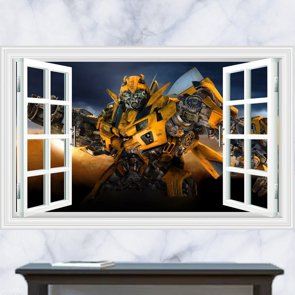 Kids room 3d transformers stickers removable anime wall decals for baby room home decor childrenu0027s bedroom
