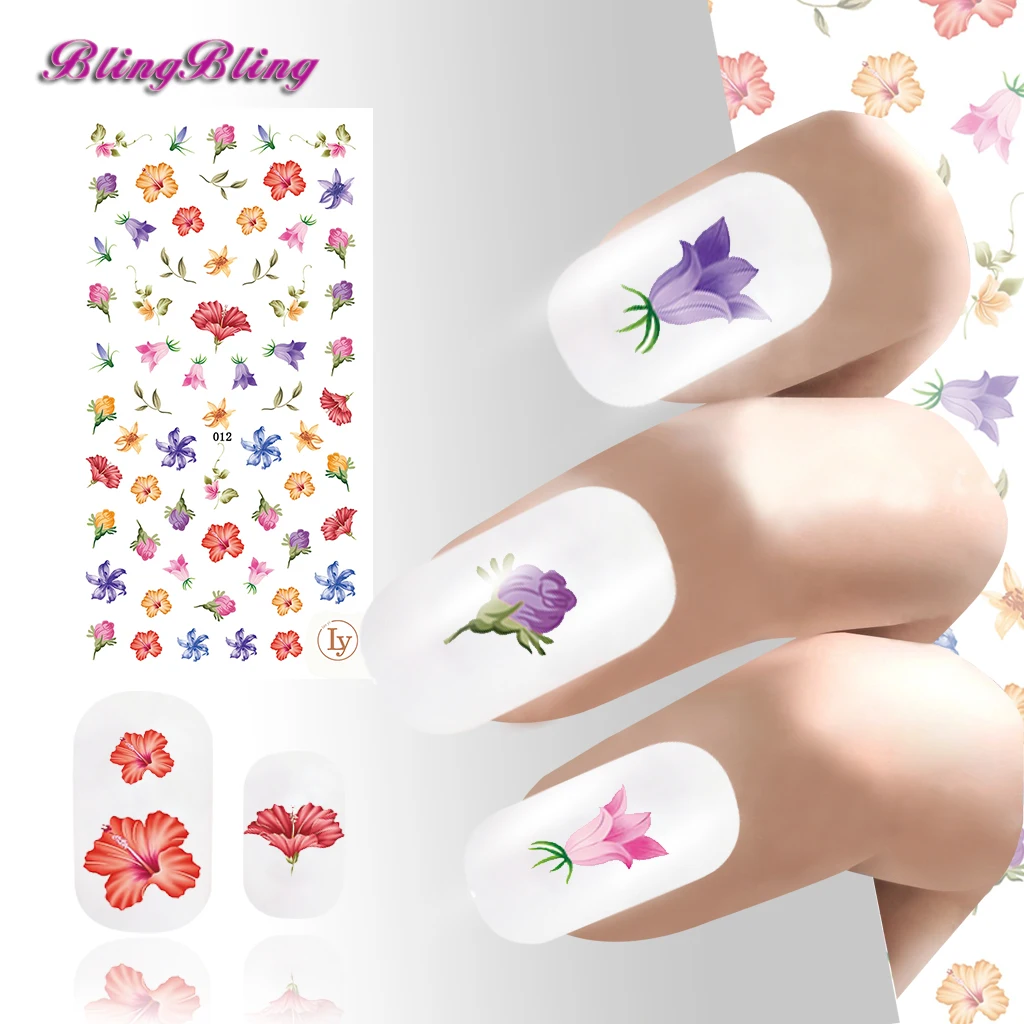 Buy 2PCS New Nail Art Gel Foils Self Adhesive Stickers 3D Beauty Flower Pattern