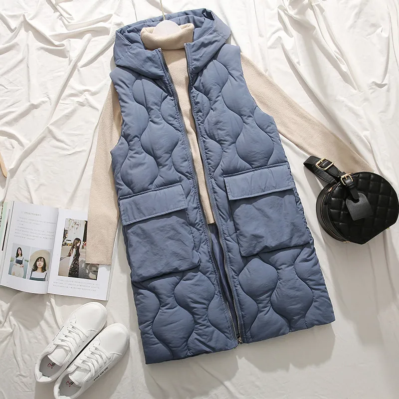 

New Autumn Winter Vest Women Waistcoat 2019 Female Sleeveless Jacket Hood Warm Long Vest Jacket Colete Feminino Plus Size 3XL