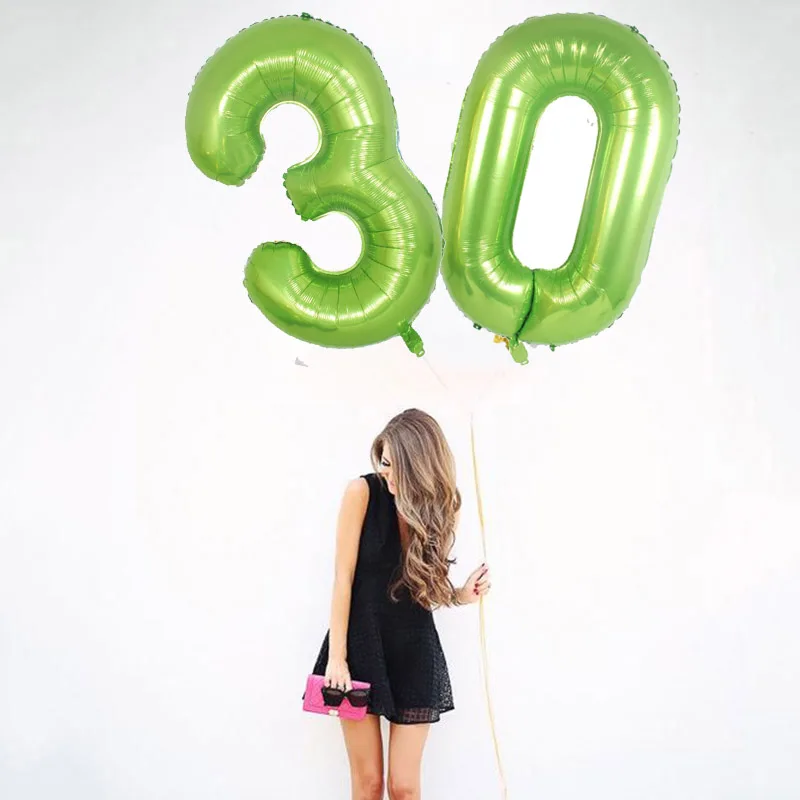 

40inch Green Number Big Foil Birthday Balloons Helium Digital Balloon Birthday Party Decorations Kid/Adult Wedding Party Baloons