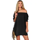 Save 2.3 on New Hot Sexy Women Strapless Off The Shoulder Dress Ladies Casual Club Loose Mini Dresses Girl Vestido