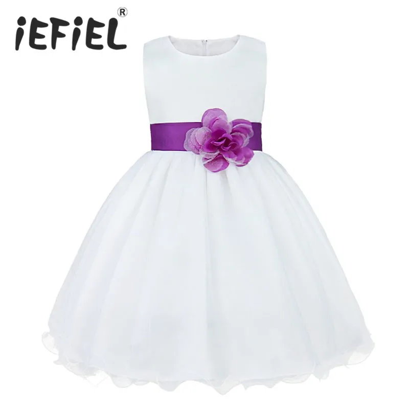 Peach Flower Girl Dresses Cute Ball Gowns First Communication with Waist and More Below Flowers Collars Embellished | Детская одежда и