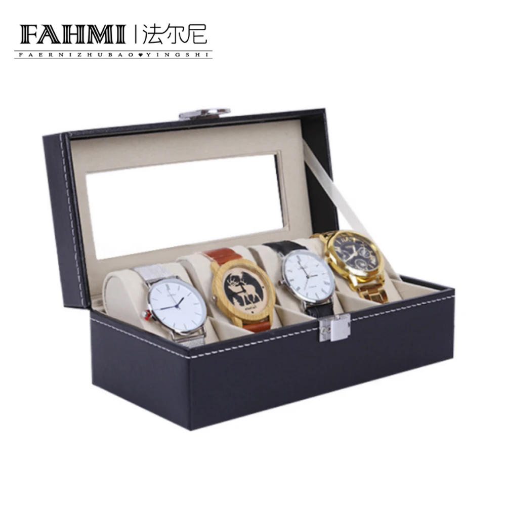 

FAHMI Original Charm 4 Watch Position Display Box Fashion Elegant Watch Perspective Display Box Protective Gift Box Factory