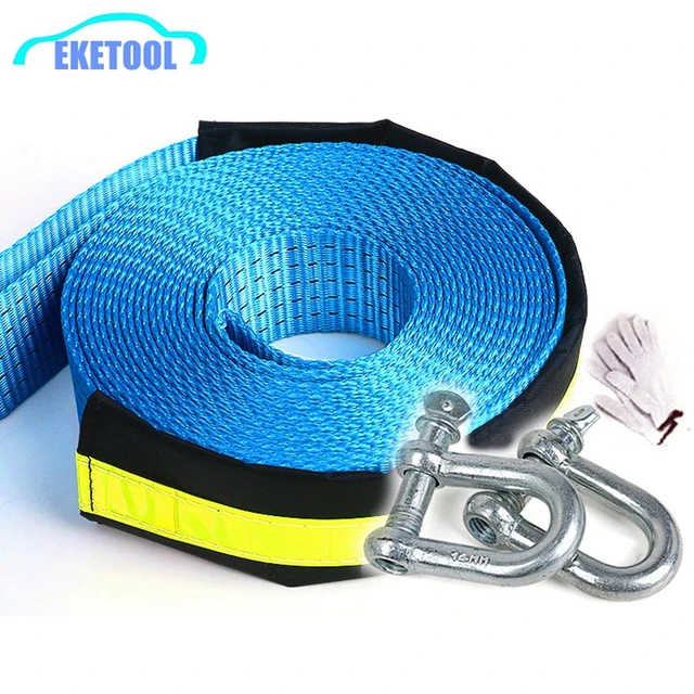 Professional Heavy Duty Vehicle Tow Rope 5M 8Tons Newly U Shape Carbon Steel Hook Towing Straps