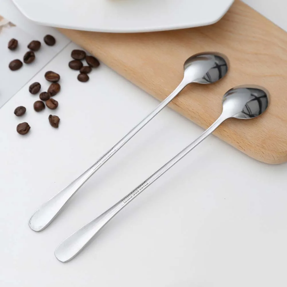 

Spoon Long Handle Stainless Steel Teaspoons Creative For Ice Cream Coffee Soup Tea Cocktail PAK55