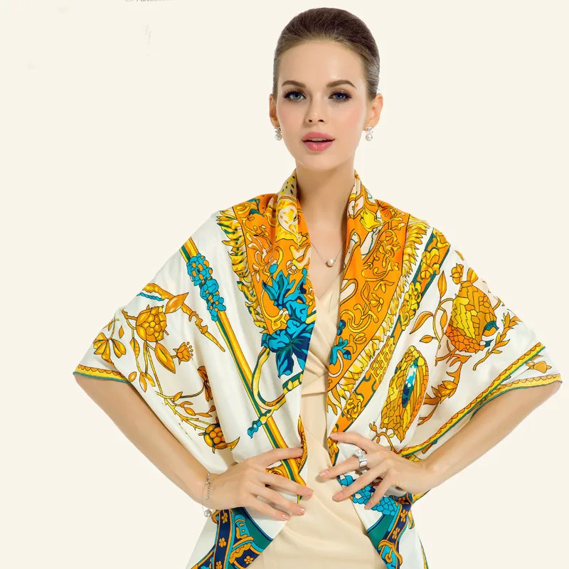 

130*130cm Fashion Royal Style chain print Silk Scarf New Europe America Brand Large Square Scarves Luxury Women Scarf Shawl