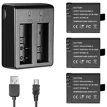 

Neewer 900mAh Rechargeable Action Camera Battery (3 Pieces) with USB Dual Charger for AKASO Lightdow Vtin Cymas DBPOWER APEMAN