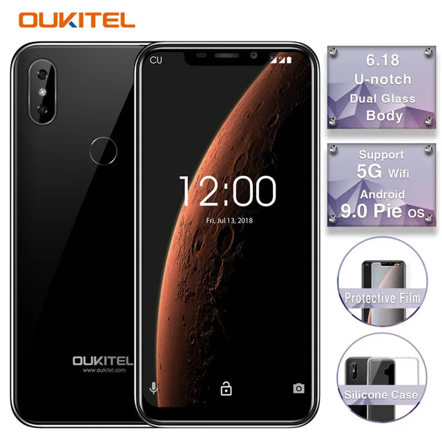 Мобильный телефон OUKITEL C13 Pro, 5G/2,4G, wifi, 6,18 дюйма, 19:9, 2 ГБ, 16 ГБ, Android 9,0, MT6739, четыре ядра, 4G, LTE, смартфон, распознавание лица, отпечаток пальца - Цвет: Black