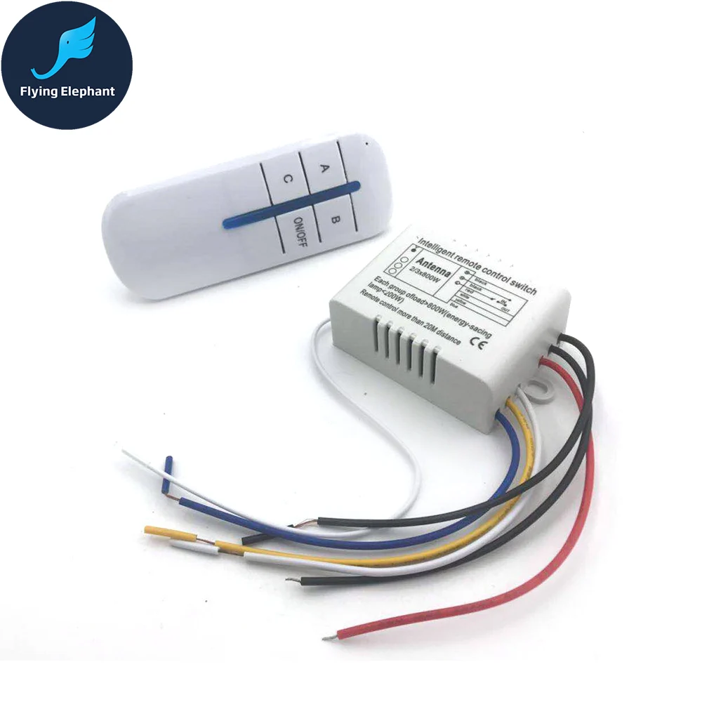  AC220V 1 Receiver + 1 Controller Lamp Remote Controller Smart Wireless Switch 20M 1 2 3 Ways For LE - 32828354822