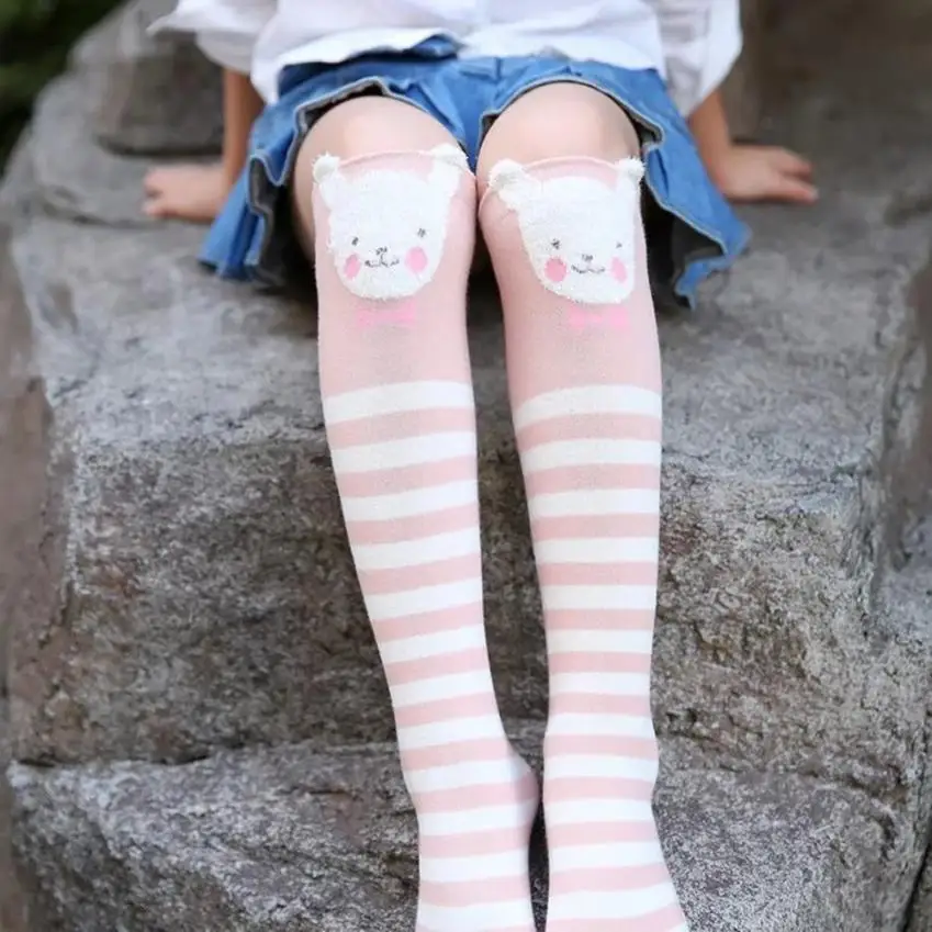 Новое поступление, детские носки для маленьких девочек эластичные милые носки до колена с рюшами и принтом животных детские забавные милые теплые носки Meias