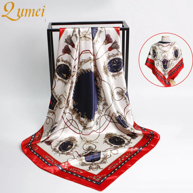 

2019 Fashion Silk Scarves 40 Styles Women Elegant Scarf Printing Spring and Autumn Business Square Scarf 90*90CM Scarf Gifts