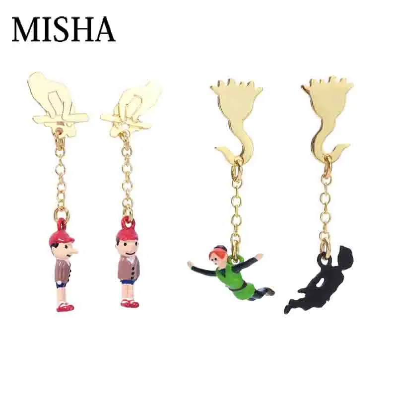 

MISHA 2019 Fairy tales series cartoon Handmade Stud Earrings Original Design Lovely Dangle Fine Earrings For Girls Jewelry L678
