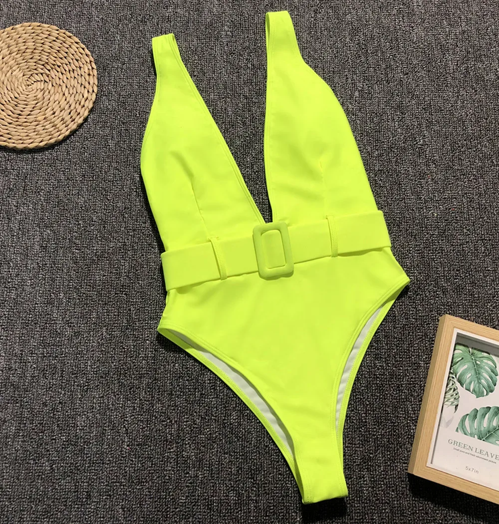 Billige Solide Biquini 2019 Sexy Reine Tiefe V Backless Bademode Maillot De Bain Femme Mit Gürtel Körper Schwimmen Anzug Für Frauen badeanzug