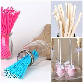 

New 100pcs Cake Paper Pop Sticks DIY Chocolate Cake Lollipop Lolly Candy Making Mold Baking Paper Sticks