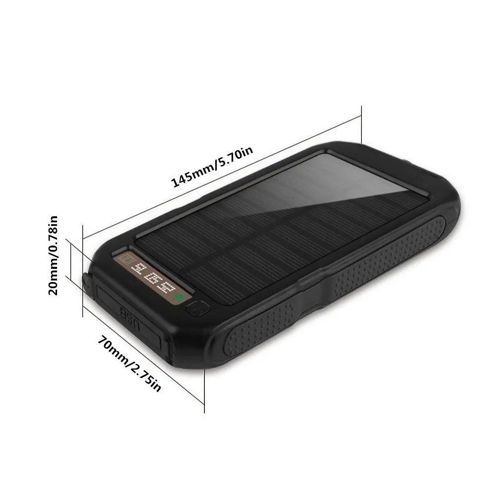 10000 мАч Спортивное солнечное зарядное устройство Банк мощности литий-полимерный аккумулятор Водонепроницаемый Пылезащитный портативный внешний аккумулятор