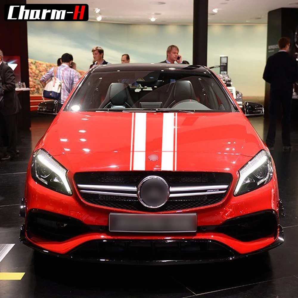 Edition 1 Style Bonnet Stripe Graphics Hood Decal Black Stripes Styling sticker for Mercedes Benz A Class W176 A45 AMG