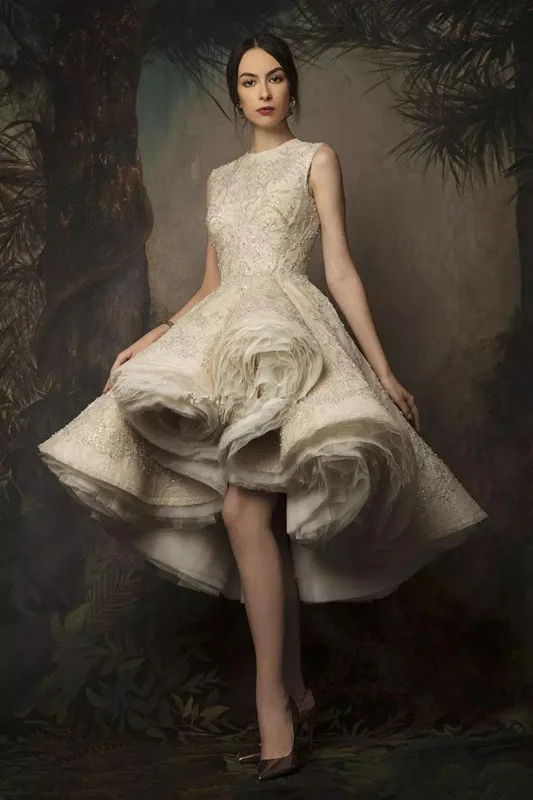 Dlass Krikor Jabotian Cocktail Jurken Hoge Lage 2024 Juweel Hals Kanten Lovertjes Avondjurken Sexy Vrouwen Robe De Soirée De Mariage