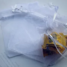 200 шт/партия, белые цветные сумки из органзы, 15x20 см, подарочные пакеты для свадьбы