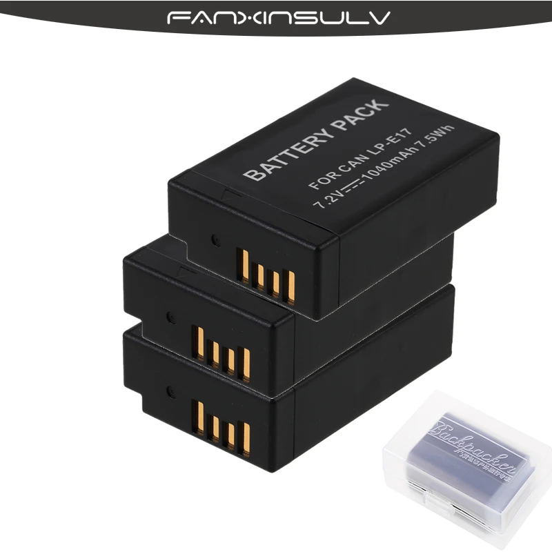 

3Pcs LPE17 LP E17 LP-E17 Battery + 3 Battery box for Canon M3 M5 M6 77D 200D 750D 760D T6i T6s 800D 810D 8000D Kiss X8i Cameras