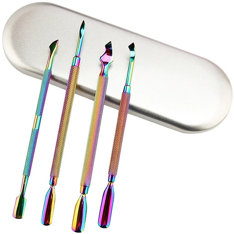 4 Pieces dolorful stainless steel nail cuticle pusher cuticle remover