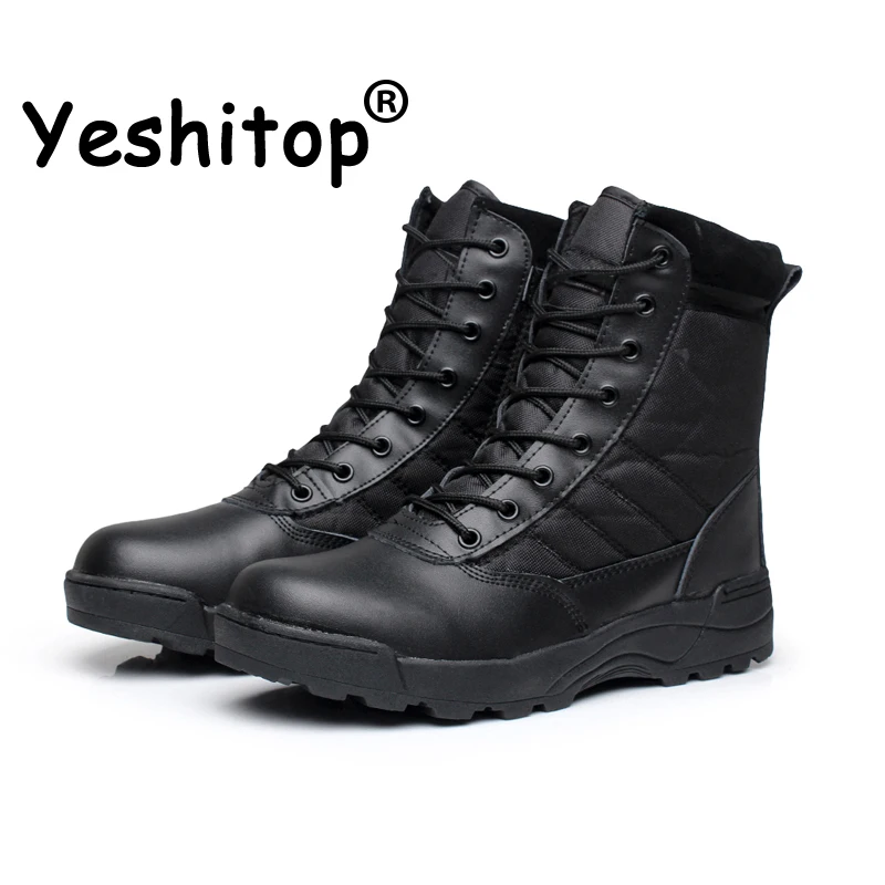 

Black Khaki EUR 36-46 Military Boots men army hikes waterproof ankle winter snowboots 2019
