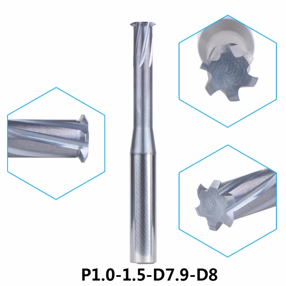 

tungsten carbide alloy Single teeth metric thread milling cutter 1pc/P1.0-1.5-D7.9-D8 threading end mill single tooth tools