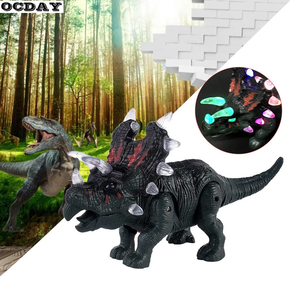 Большая игрушечная лампа динозавра звук прогулки имитированный светодиодный электронный динозавр Трицератопс игрушка подарок на день рождения для детей Рождественская игрушка