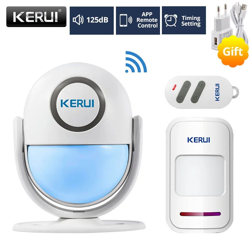 KERUI WI-FI 120dB дома охранной сигнализации Системы светодиодной вспышкой магазин запись Добро пожаловать перезвон сигнализации работает с Alexa Smart приложение - Цвет: Kit 4