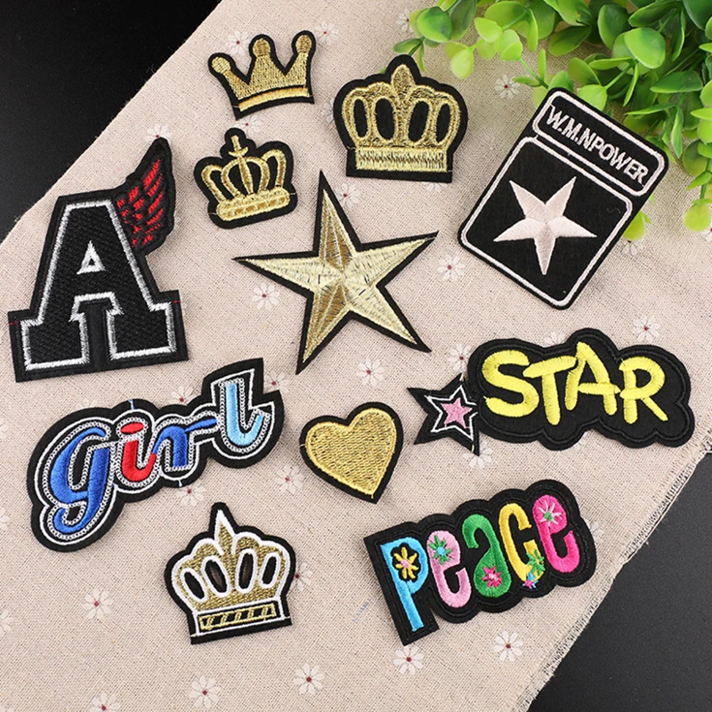 

Badge crown star Patch Iron on Embroidered Sew Applique Fabric Badge Garment DIY Apparel Accessories