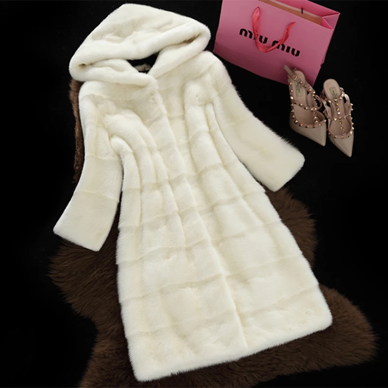 Faux Fur Vest Top Fashion Wide-waisted Full 2018 New Fur Mink Coat Female High Imitation Rejection Cap Long Section Hn124
