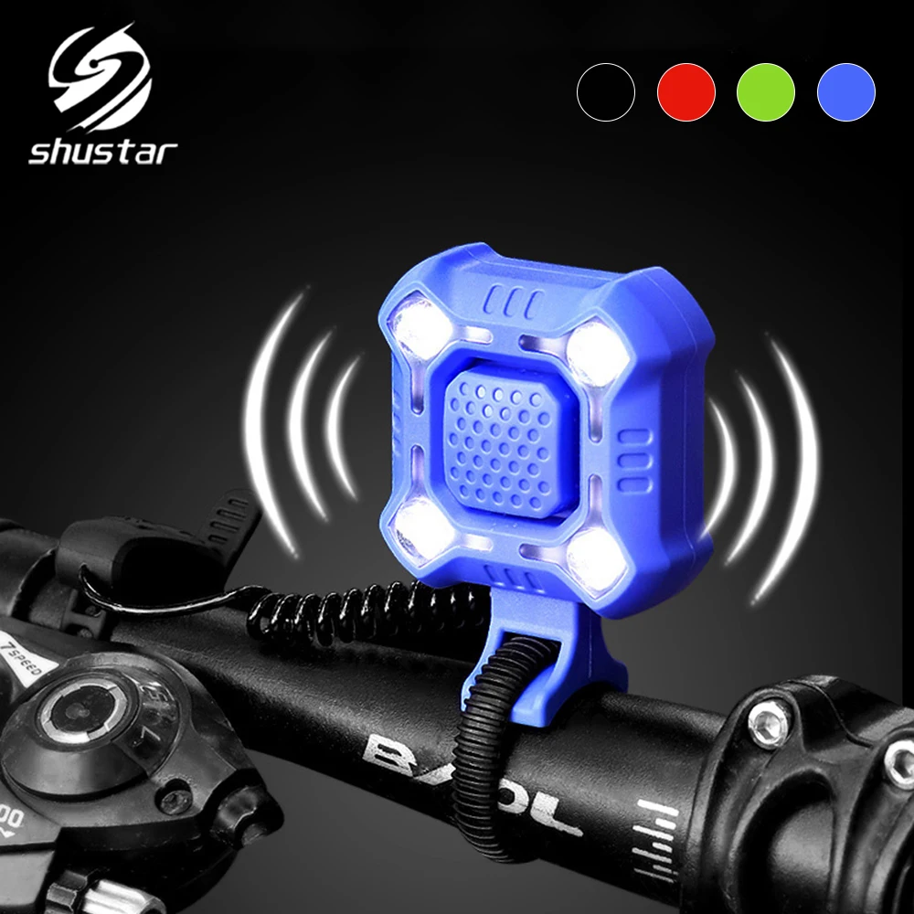 

4 Color USB Chargeable Bicycle headlight horn lights 4LED 5 light mode Waterproof Warning lamp flash Bike light Cycling lighting