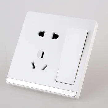 

Home-Installed Wall Switch Socket, 86-Type Concealed Large Board Jade White, Five-Hole Socket With A Single Switch, 10A PC 220V