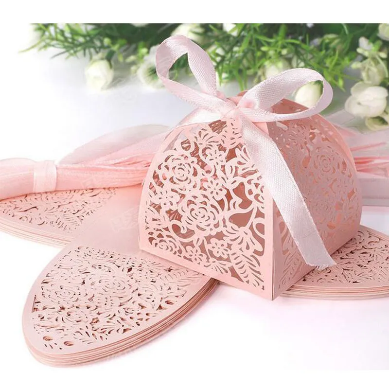 8 Color 50pcs Laser Cut Hollow Rose Flower Carriage Favors Box Gifts Candy Boxes With Ribbon Baby Shower Wedding Party Supplies (8)